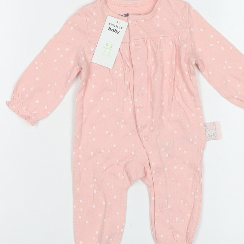 Pepco Baby Girls Pink Polka Dot Bunny Babygrow 0-3 Months