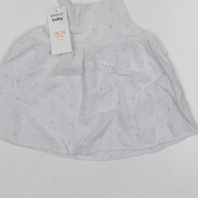 Pepco Baby Girls White Floral Linen Blend Camisole Top 18-24 Months