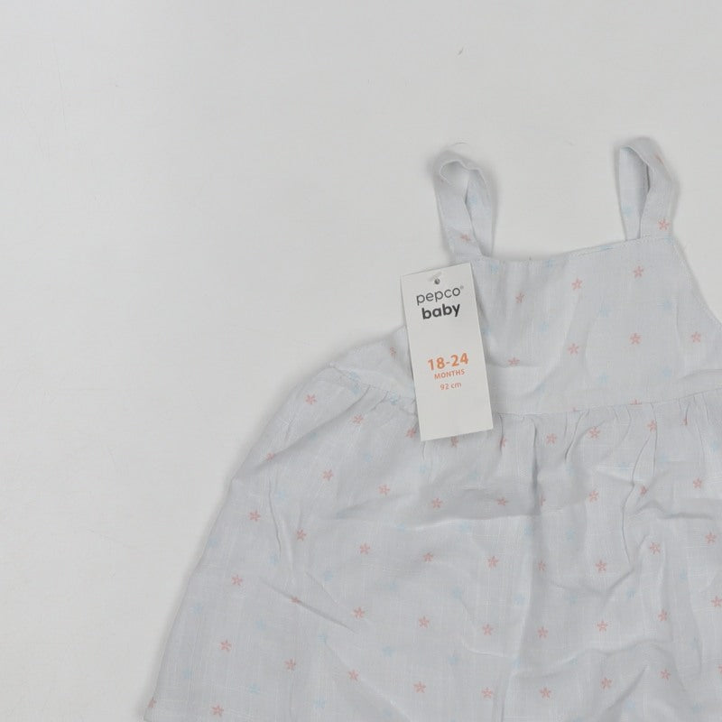 Pepco Baby Girls White Floral Linen Blend Camisole Top 18-24 Months