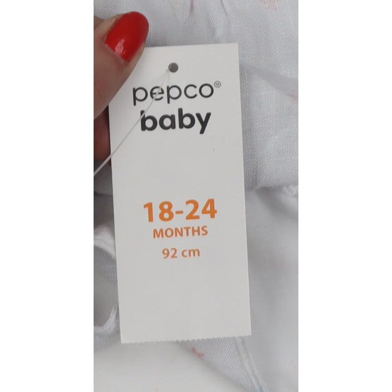 Pepco Baby Girls White Floral Linen Blend Camisole Top 18-24 Months