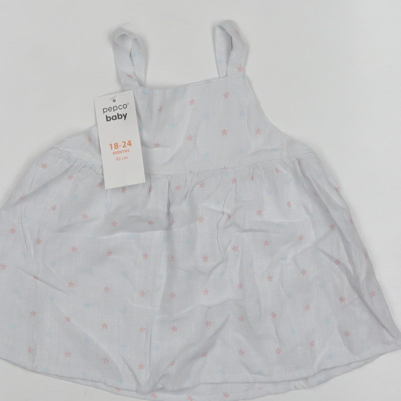 Pepco Baby Girls White Floral Linen Blend Camisole Top 18-24 Months