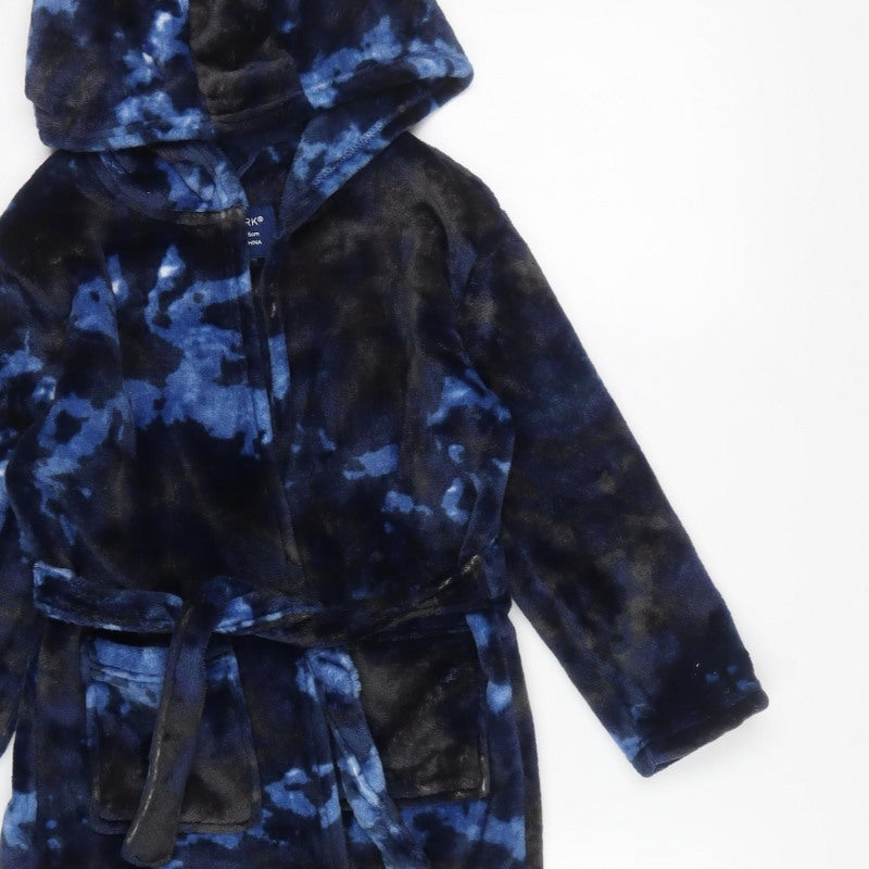 Primark Boys Blue Camo Hooded Fleece Robe 5-6 Years
