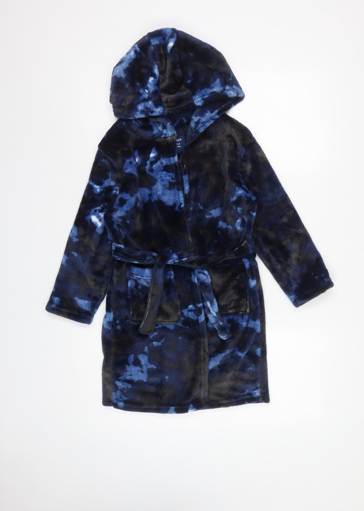 Primark Boys Blue Camo Hooded Fleece Robe 5-6 Years