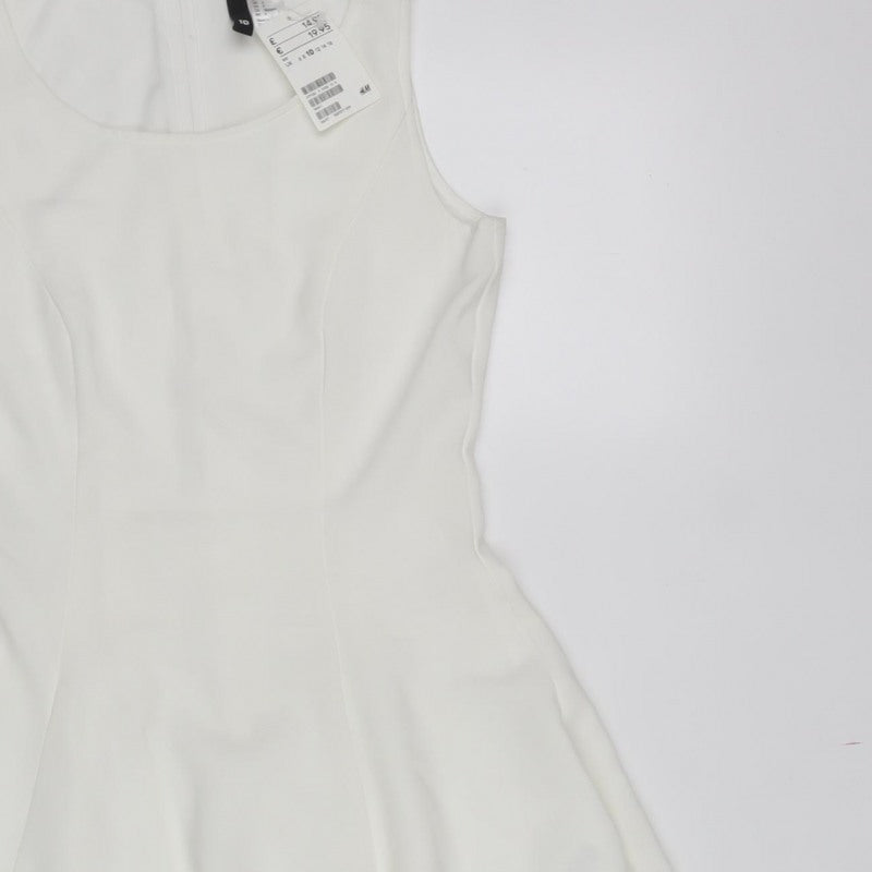 H&M Divided Women’s White UK 10 Fit & Flare Sleeveless Dress