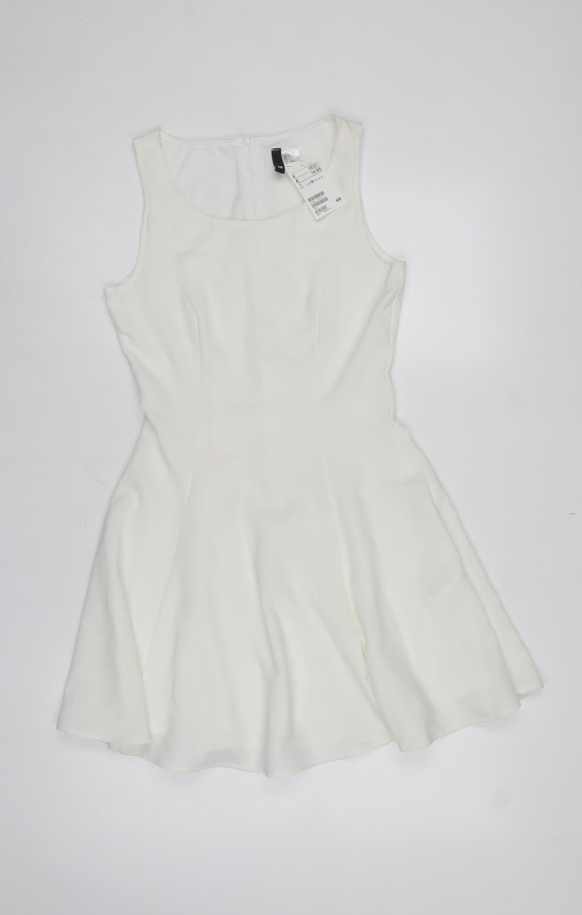 H&M Divided Women’s White UK 10 Fit & Flare Sleeveless Dress