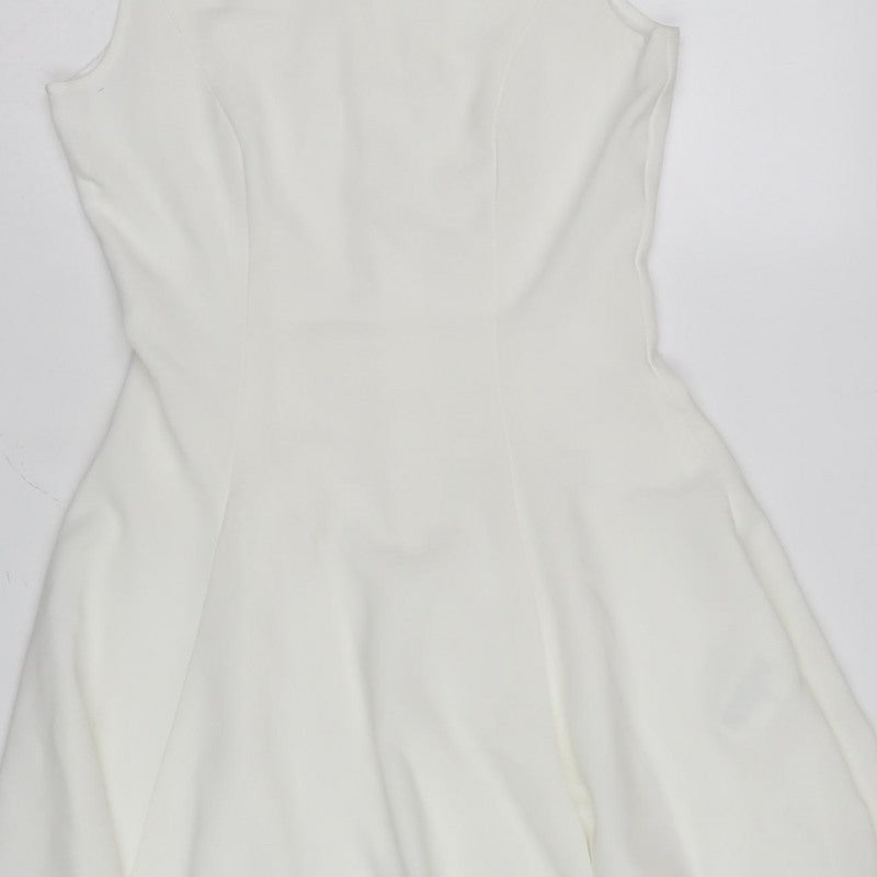 H&M Divided Women’s White UK 10 Fit & Flare Sleeveless Dress