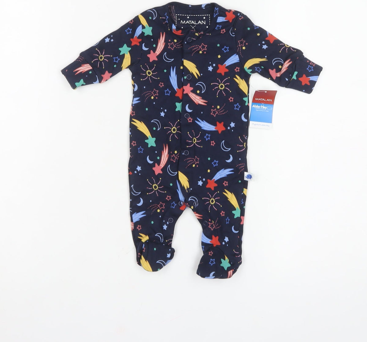 Matalan Unisex Baby Multicoloured Newborn Space Stars Babygrow NWT