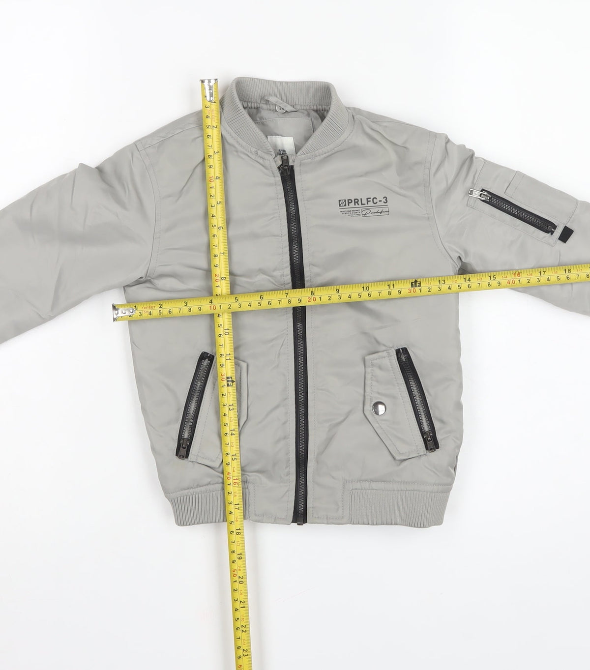 River Island Boys Grey 4-5 Years Bomber Jacket Padded Zip Pockets