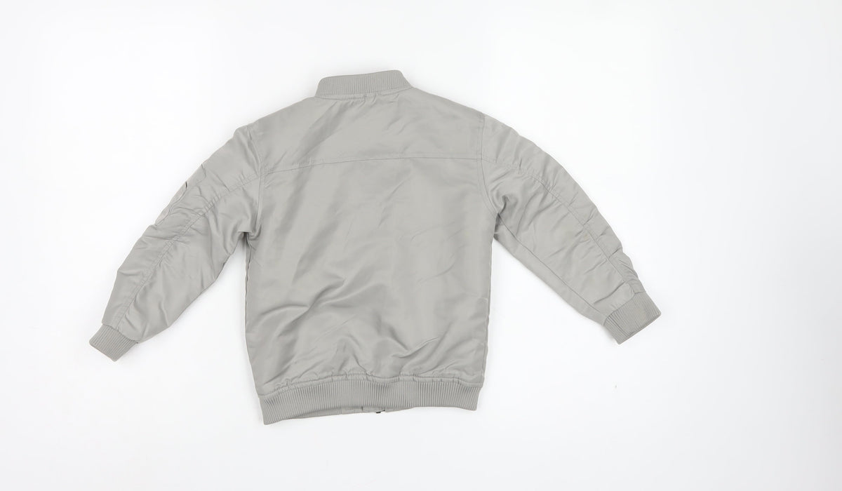 River Island Boys Grey 4-5 Years Bomber Jacket Padded Zip Pockets