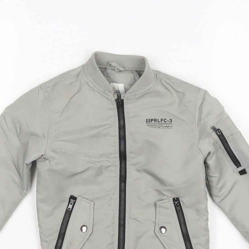 River Island Boys Grey 4-5 Years Bomber Jacket Padded Zip Pockets