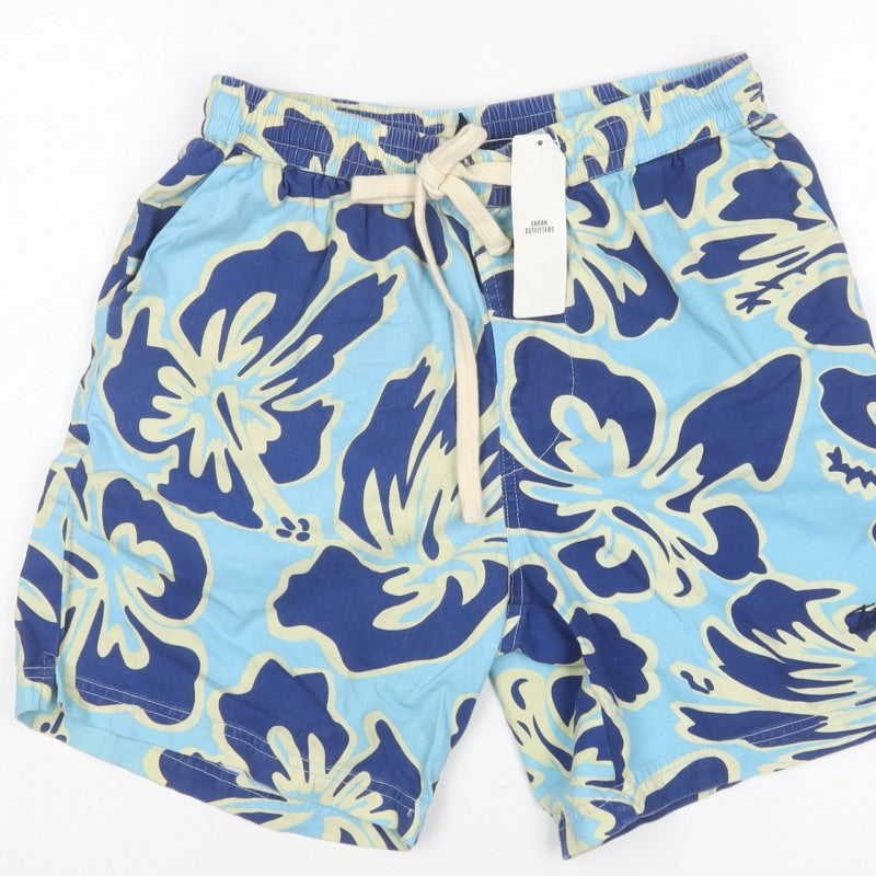 iets frans... Men’s Blue Floral Cotton Drawstring Shorts Size S