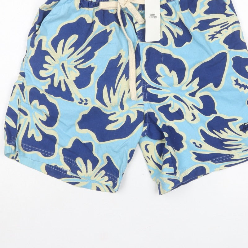 iets frans... Men’s Blue Floral Cotton Drawstring Shorts Size S