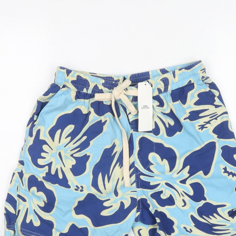iets frans... Men’s Blue Floral Cotton Drawstring Shorts Size S
