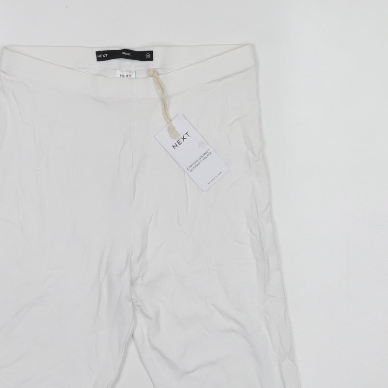 Next Women White UK 10 Biker Shorts Stretch Lyocell Short Length
