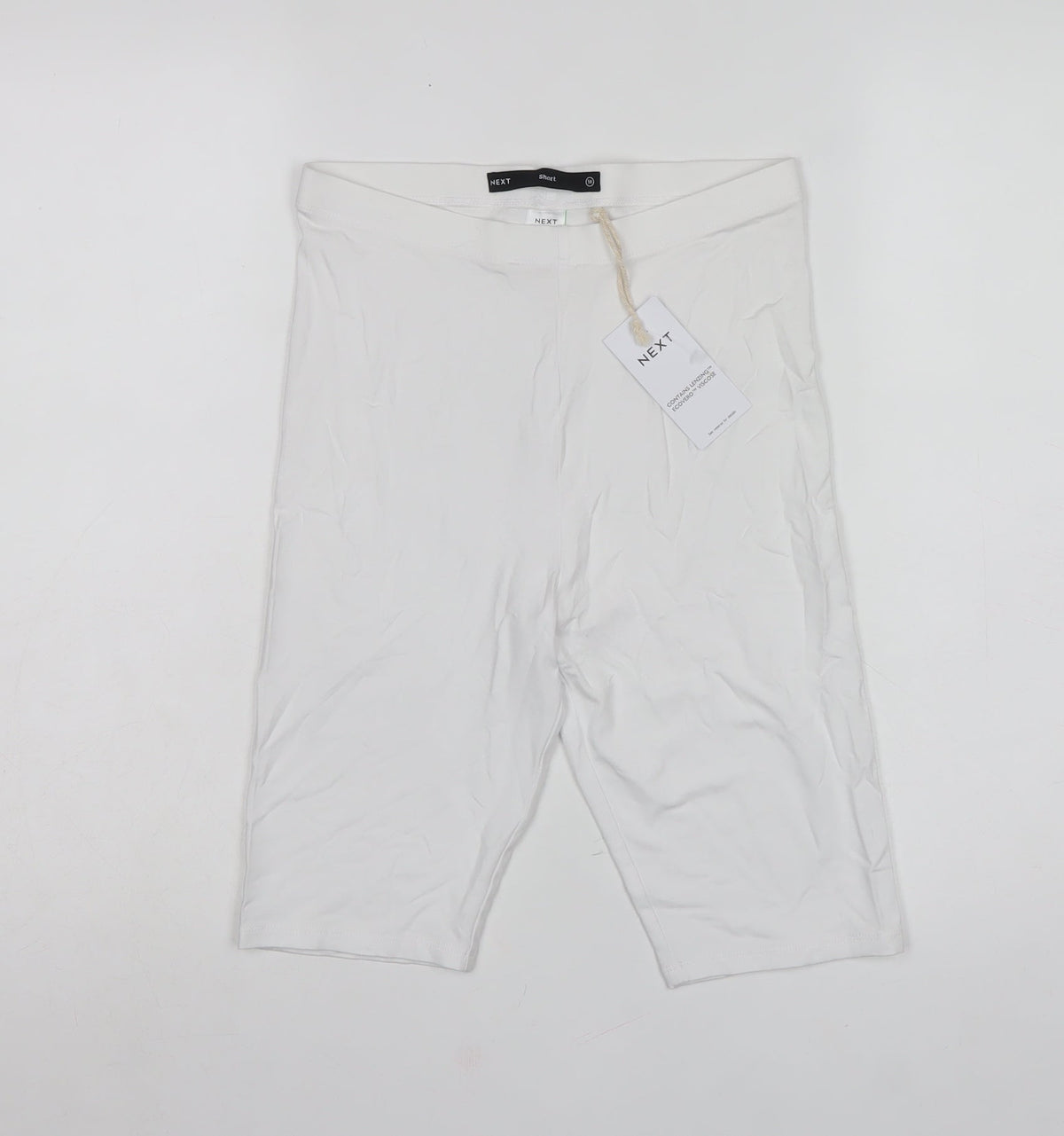 Next Women White UK 10 Biker Shorts Stretch Lyocell Short Length