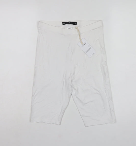 Next Women White UK 10 Biker Shorts Stretch Lyocell Short Length