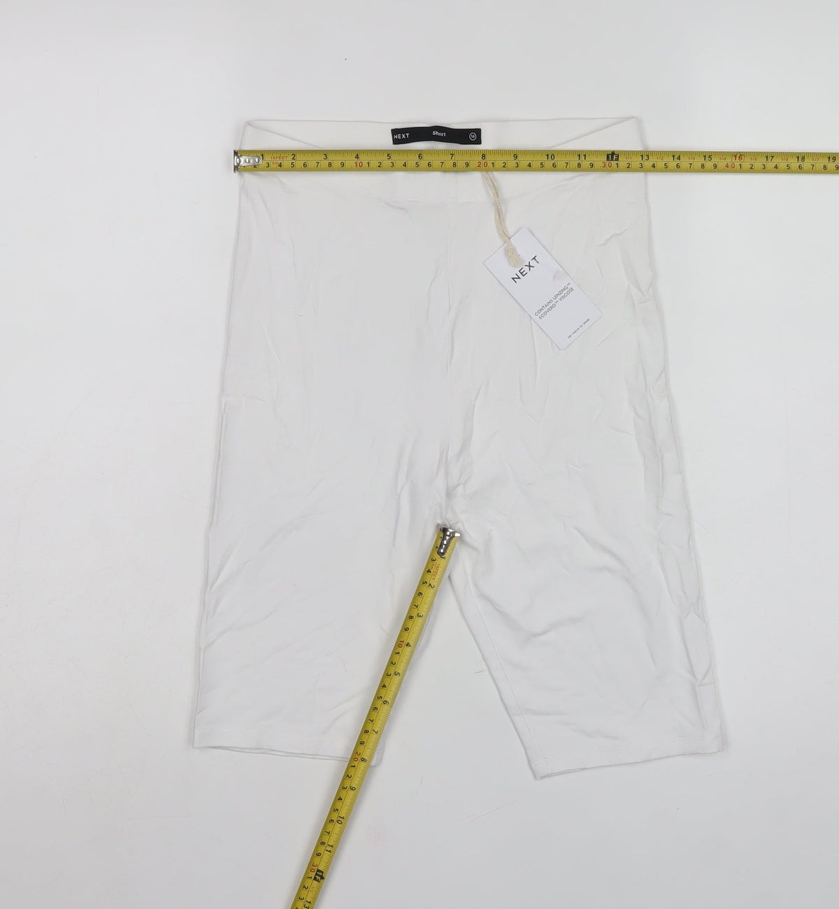Next Women White UK 10 Biker Shorts Stretch Lyocell Short Length