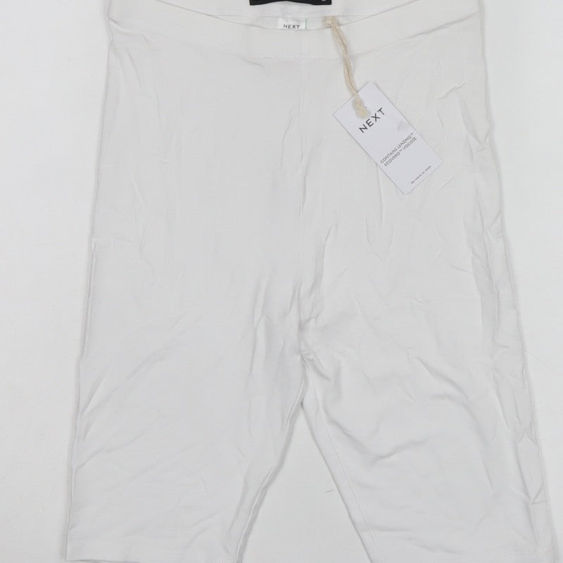 Next Women White UK 10 Biker Shorts Stretch Lyocell Short Length