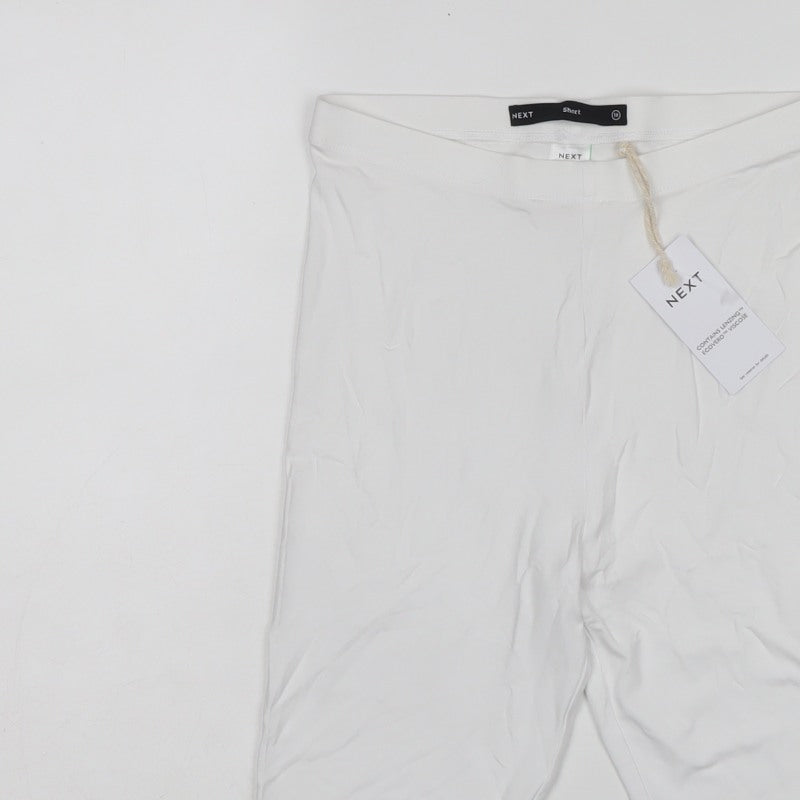 Next Women White UK 10 Biker Shorts Stretch Lyocell Short Length