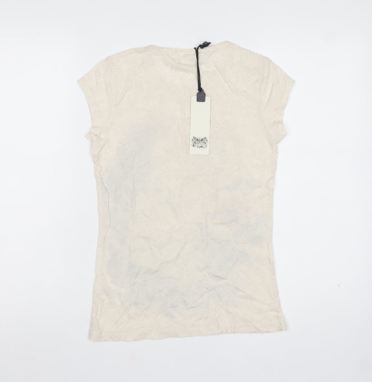 Firetrap Women Ivory S Basic Floral Leopard Graphic Cotton T-Shirt