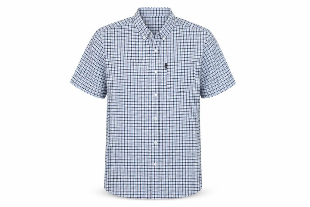 Peacocks Men Blue Check Cotton Button-Down Short Sleeve Shirt M