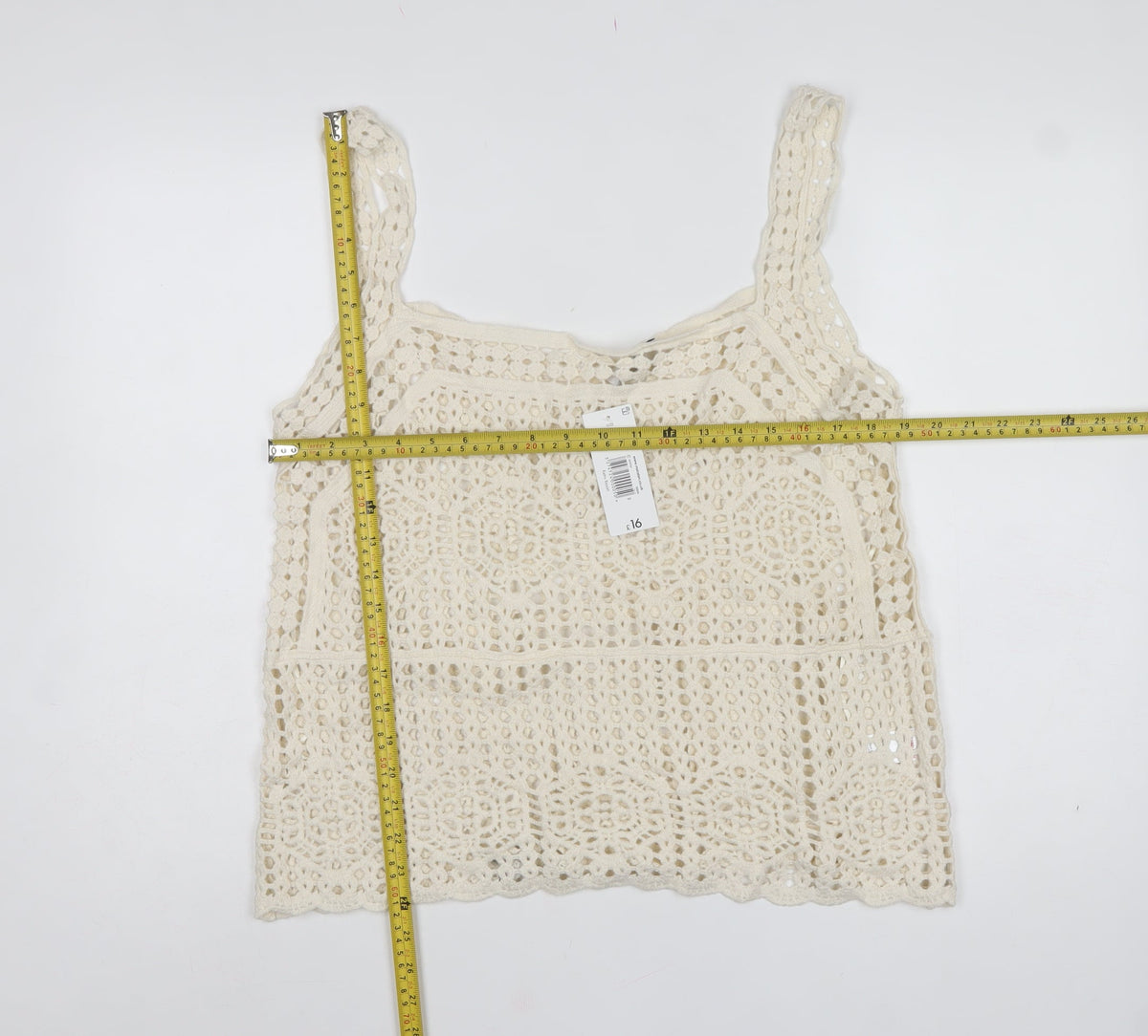 Papaya Women Ivory UK 16 Crochet Cotton Camisole Tank Top Boho