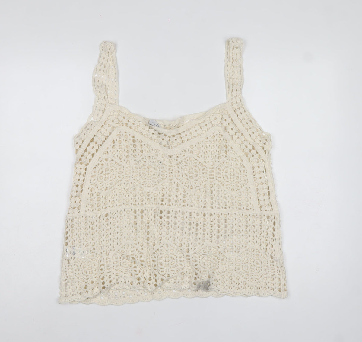 Papaya Women Ivory UK 16 Crochet Cotton Camisole Tank Top Boho