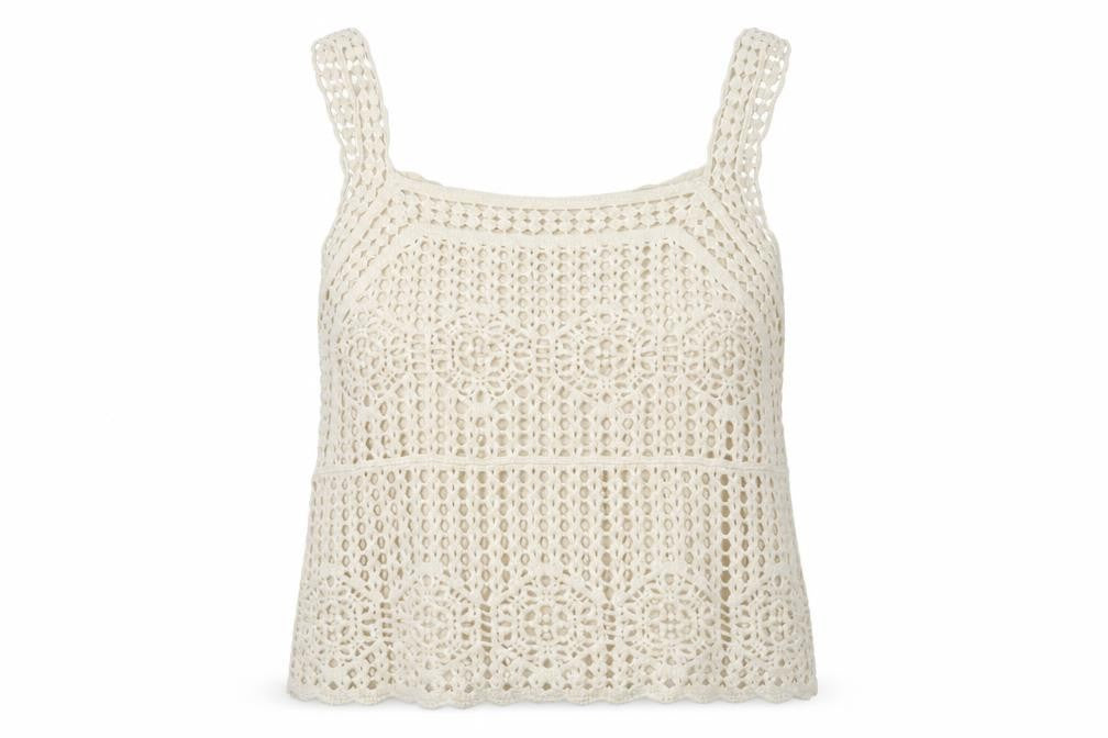 Papaya Women Ivory UK 16 Crochet Cotton Camisole Tank Top Boho