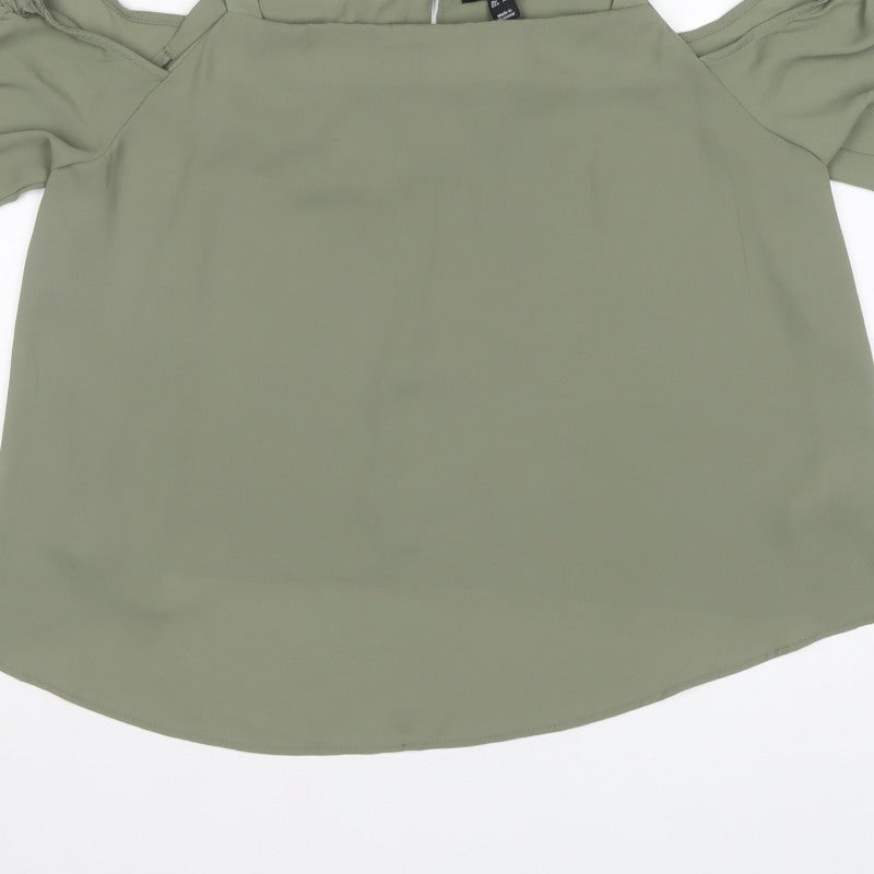 New Look Women’s Green UK 18 Cold Shoulder Square Neck Blouse