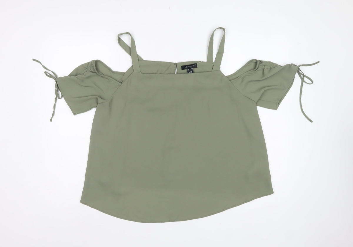 New Look Women’s Green UK 18 Cold Shoulder Square Neck Blouse
