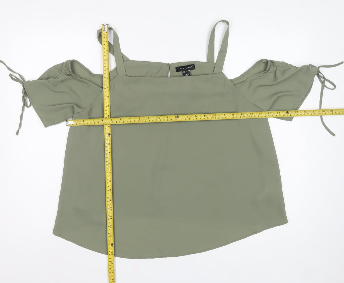 New Look Women’s Green UK 18 Cold Shoulder Square Neck Blouse
