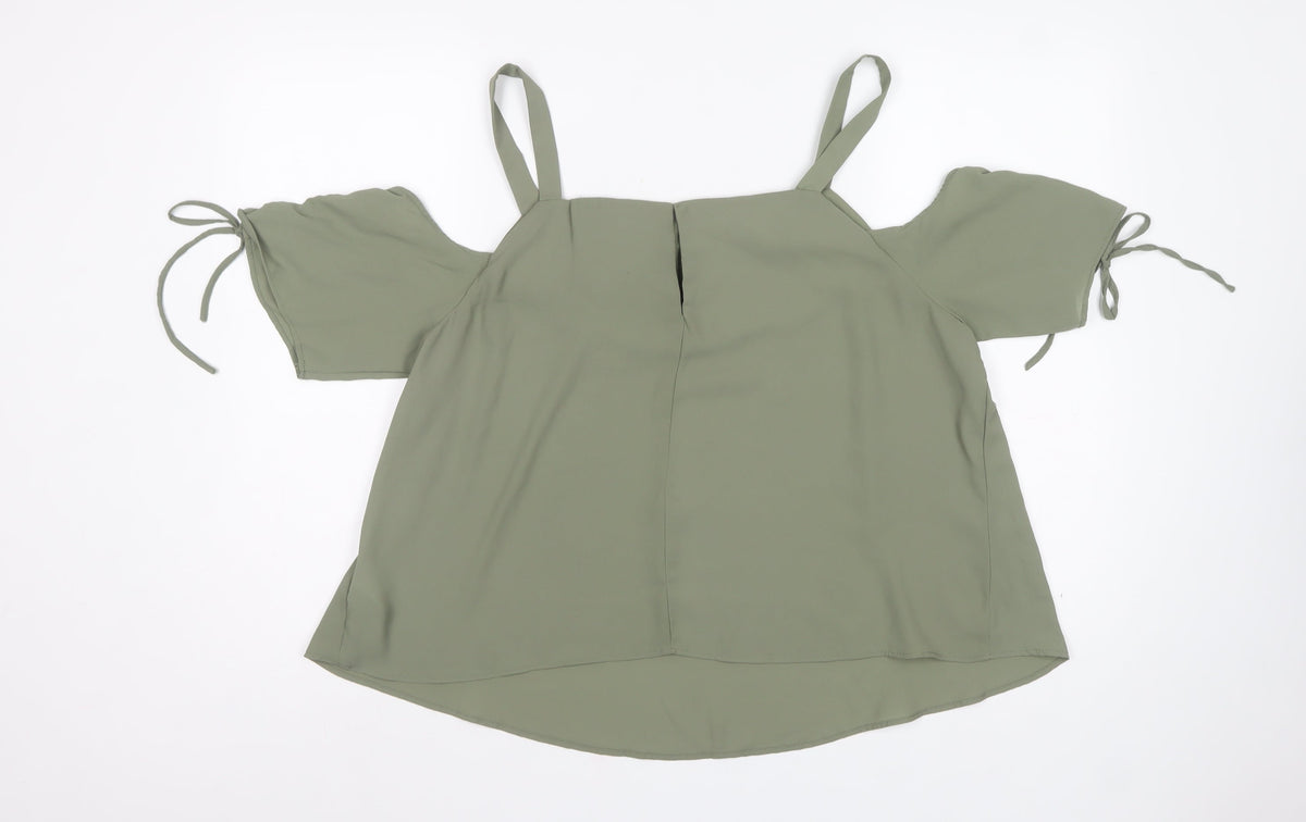 New Look Women’s Green UK 18 Cold Shoulder Square Neck Blouse