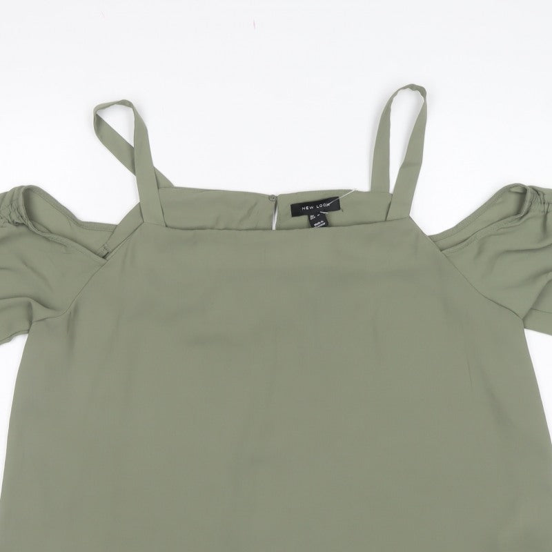 New Look Women’s Green UK 18 Cold Shoulder Square Neck Blouse