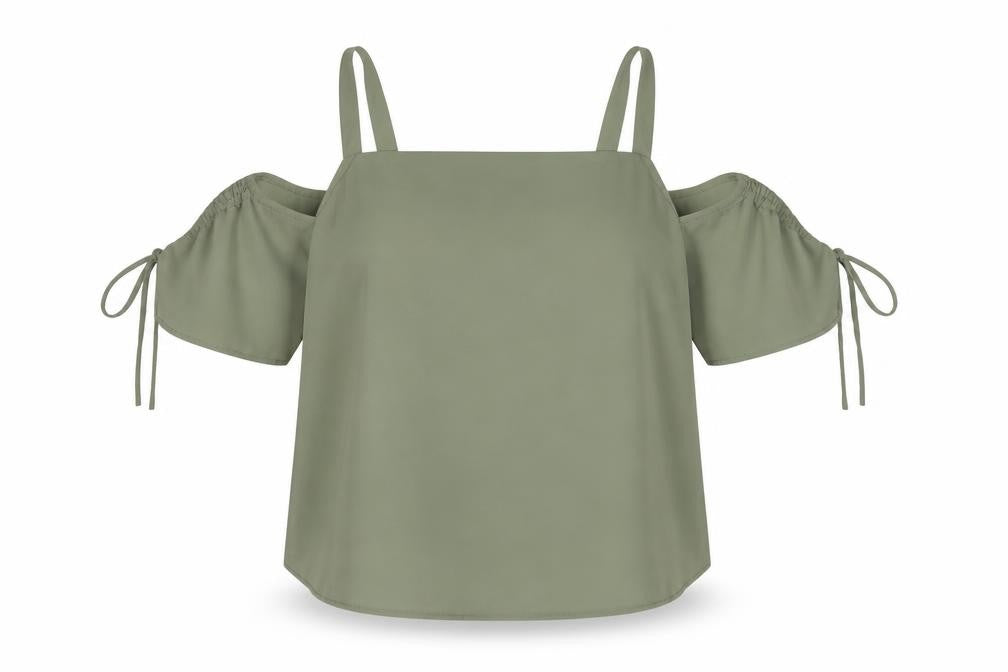 New Look Women’s Green UK 18 Cold Shoulder Square Neck Blouse