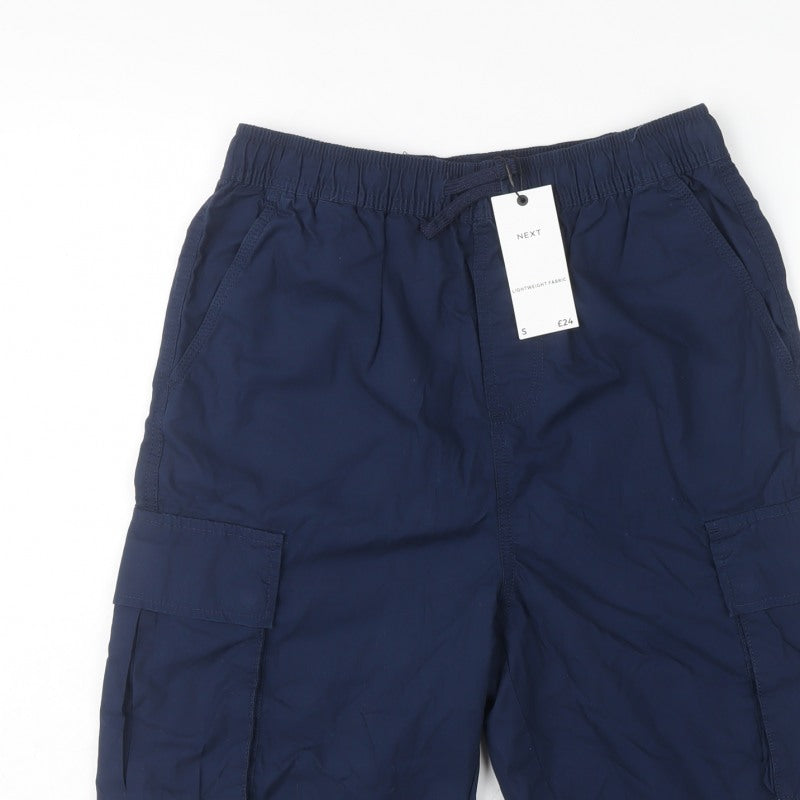 Next Men’s Navy Blue S Lightweight Drawstring Cargo Shorts Pockets