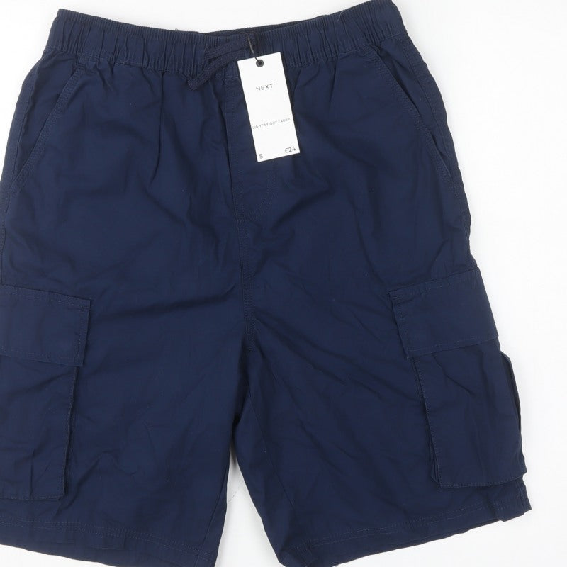 Next Men’s Navy Blue S Lightweight Drawstring Cargo Shorts Pockets