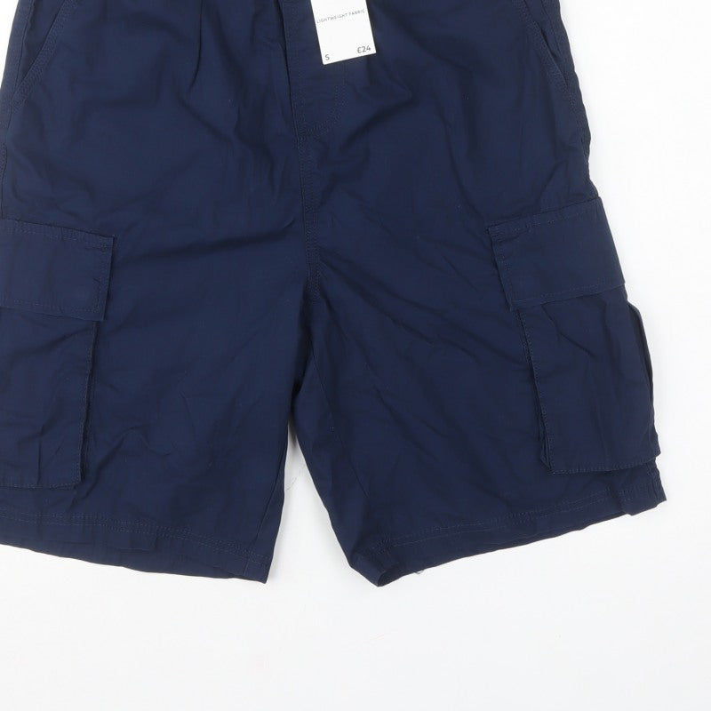 Next Men’s Navy Blue S Lightweight Drawstring Cargo Shorts Pockets
