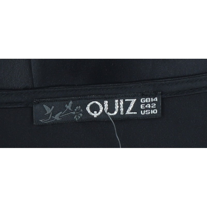 Quiz Women Black UK 14 Wrap Dress Ruched V-Neck Balloon Sleeves