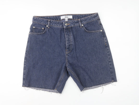 Own by Next Women Blue UK 14 W32 High Rise Cut-Off Denim Shorts