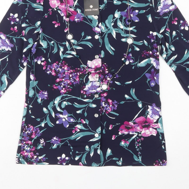 Anna Rose Women Multicoloured S Floral Stretch Button Tunic Shirt
