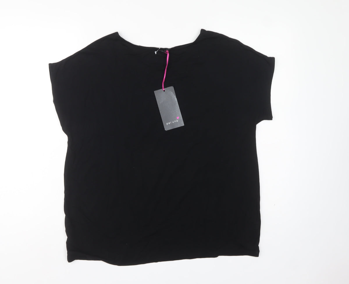 Autograph Women Black UK 18 Sequin Leopard Print Short Sleeve T-Shirt