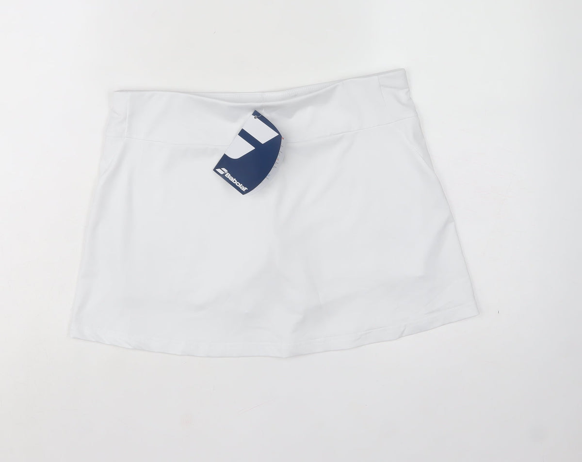 Babolat Women White M Athletic Tennis Short Skirt Stretch NWT