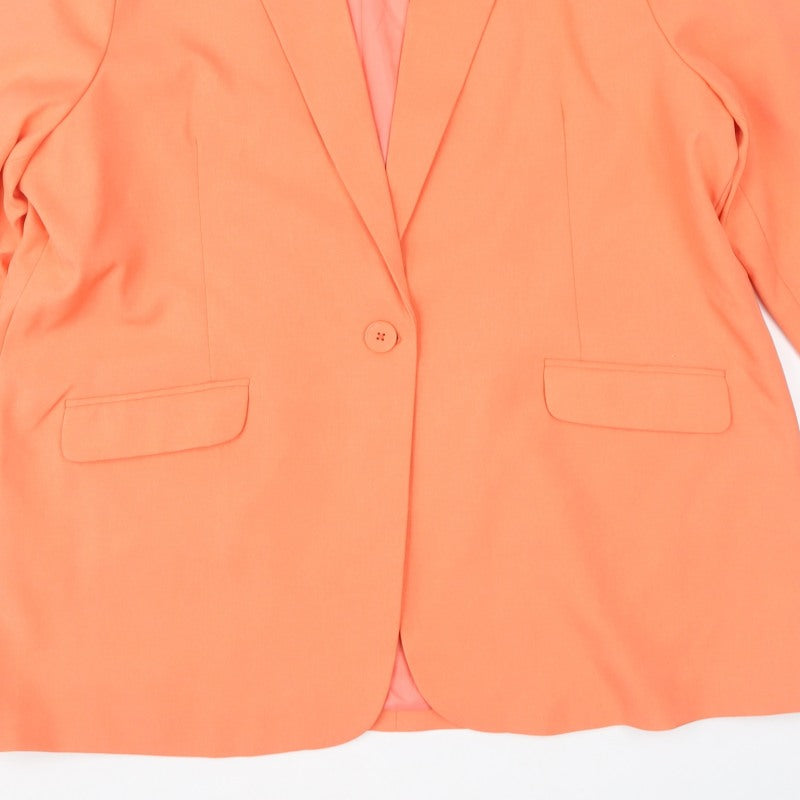 Primark Women Orange XL Single-Breasted Lined Blazer Jacket