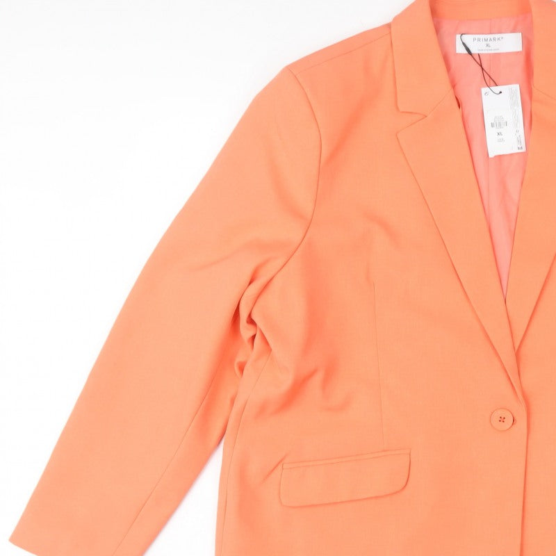 Primark Women Orange XL Single-Breasted Lined Blazer Jacket
