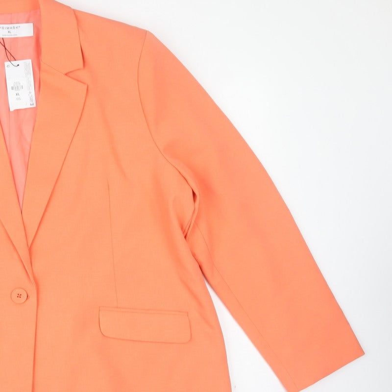 Primark Women Orange XL Single-Breasted Lined Blazer Jacket