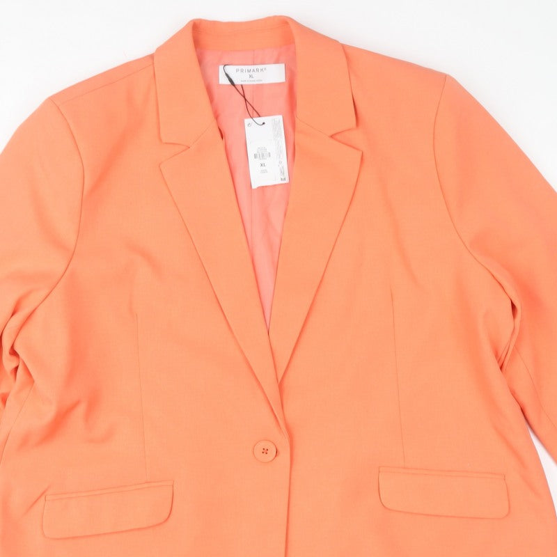 Primark Women Orange XL Single-Breasted Lined Blazer Jacket