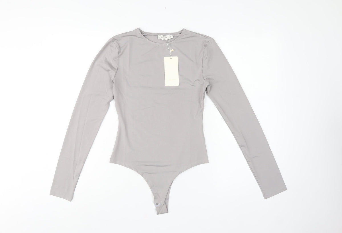 Vera & Lucy Women’s Grey Size 8 Long Sleeve Stretch Bodysuit