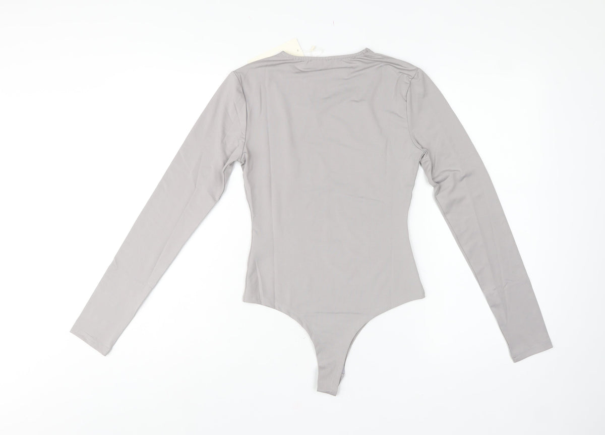 Vera & Lucy Women’s Grey Size 8 Long Sleeve Stretch Bodysuit