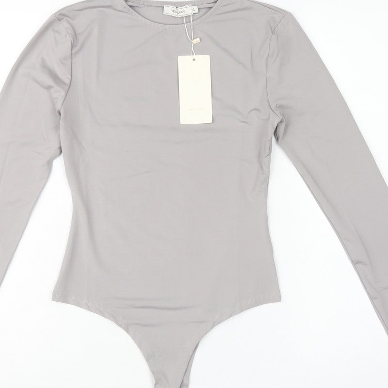 Vera & Lucy Women’s Grey Size 8 Long Sleeve Stretch Bodysuit