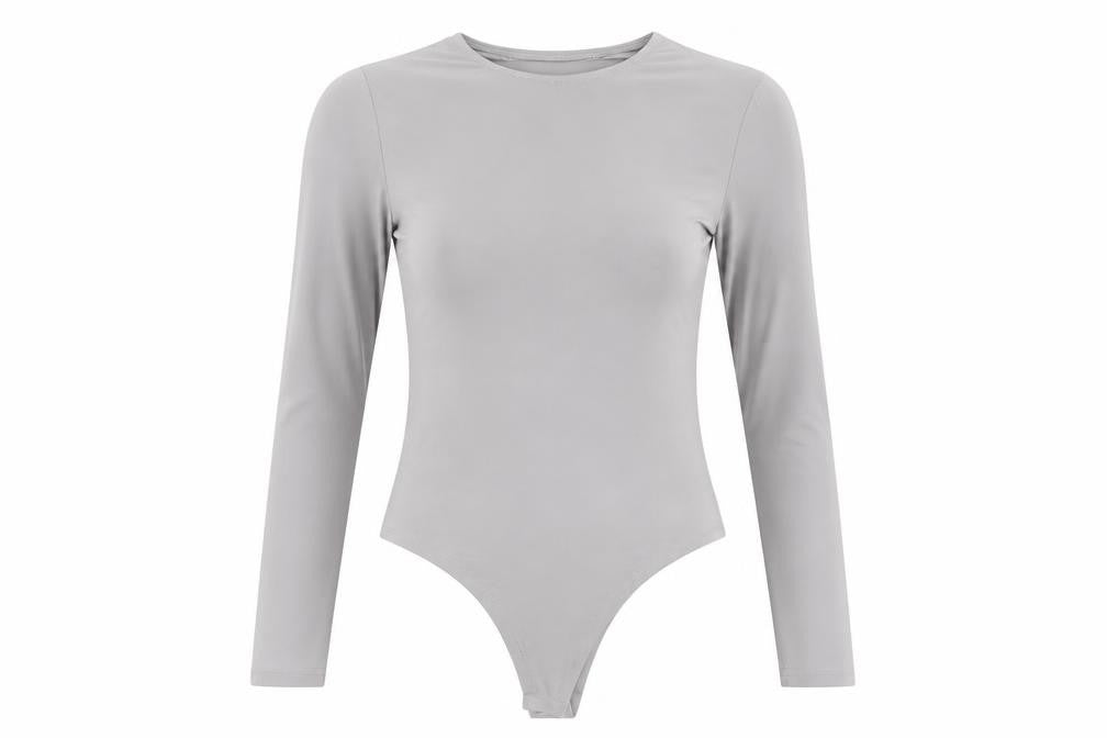 Vera & Lucy Women’s Grey Size 8 Long Sleeve Stretch Bodysuit